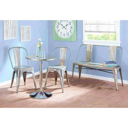 Lumisource Oregon Stackable Dining Chair in Brushed Silver, PK 2 DC-TW-OR SV2